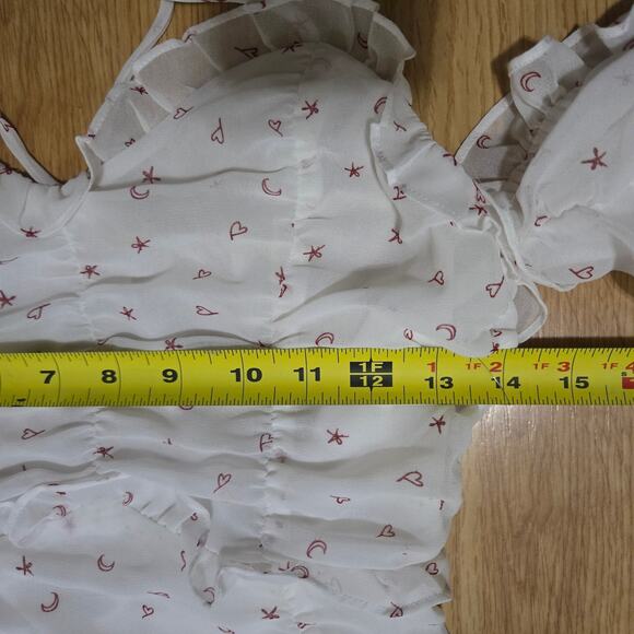 For Love & Lemons La Brooke Coquette Moon Stars Hearts Mini Ruffle Dress S - Picture 11 of 12